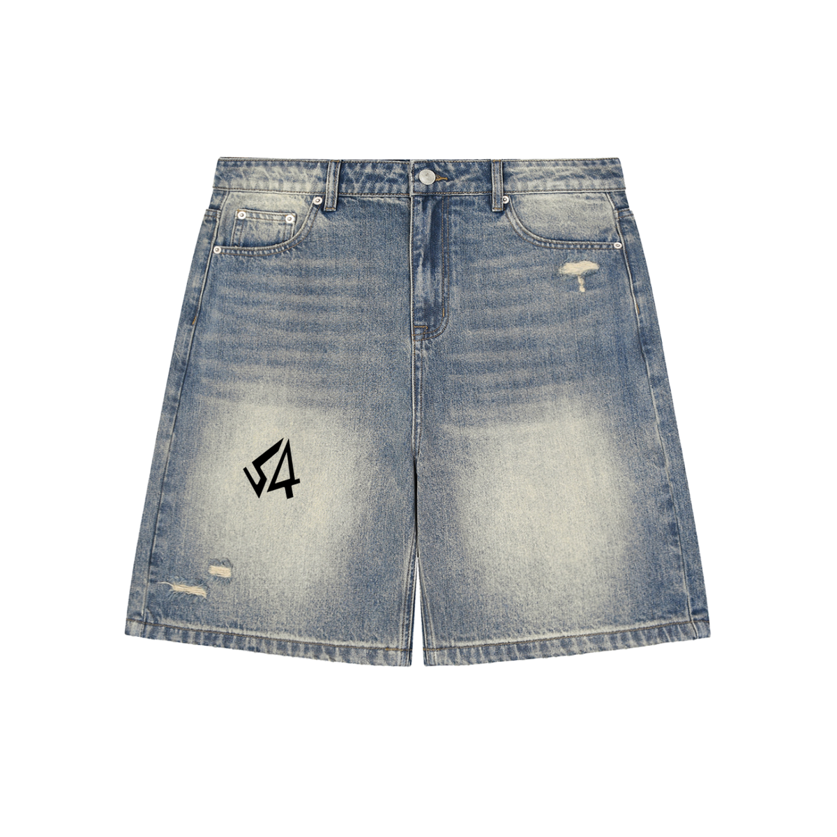 FNDTNS #02 Faded Distressed Baggy Denim Shorts