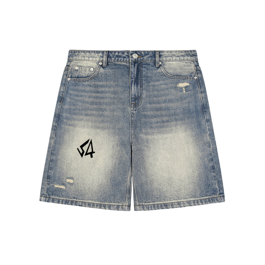 FNDTNS #02 Faded Distressed Baggy Denim Shorts